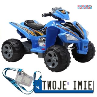 Niebieski Quad na akumulator - 2x45W, 12V/7Ah, Duże koła, klakson, LED, MP3 [2036]