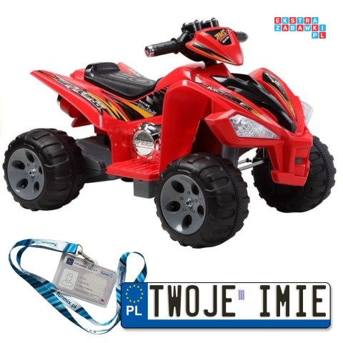 [2035] Quad na akumulator 2x45W 12V/7Ah Duże koła klakson LED MP3 - czerwony
