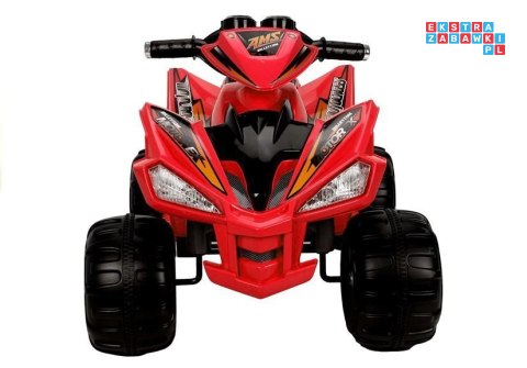 [2035] Quad na akumulator 2x45W 12V/7Ah Duże koła klakson LED MP3 - czerwony