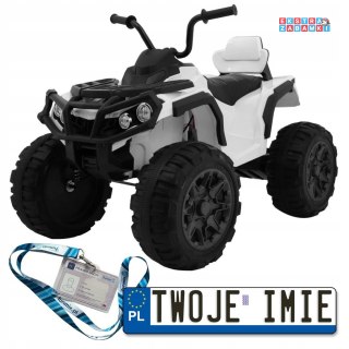 Biały Quad ATV na akumulator - 2x45W, 12V/7Ah, EVA, Radio, MP3, Wolny Start [BDM0906.2.4GHZ]