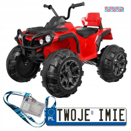 Czerwony Quad ATV na akumulator - 2x45W, 12V/7Ah, Wolny start, EVA, Radio, MP3 [BDM0906]