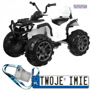 Biały Quad ATV na akumulator - 2x45W, 12V/7Ah, Wolny start, EVA, Radio, MP3 [BDM0906]