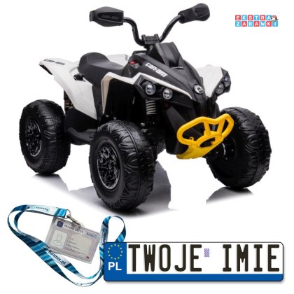Biały Quad CAN-AM Renegate na akumulator - 4x45W, 12V/7Ah, Pilot, Radio, EVA, LED [13585]