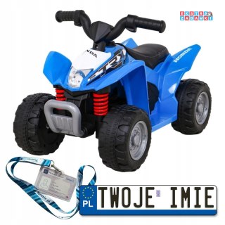 Niebieski Quad Honda 250X TRX na akumulator - klakson, LED, ekoskóra [H3]