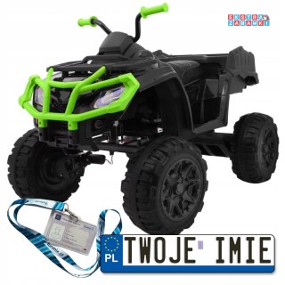 Czarny Quad XL ATV na akumulator - 4x45W, 12V/10Ah, PILOT, wolny start, ekoskóra, EVA, audio, LED [BDM0909.2.4GHZ]