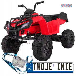 Czerwony Quad XL ATV na akumulator - 4x45W, 12V/10Ah, PILOT, wolny start, ekoskóra, EVA, audio, LED [BDM0909.2.4GHZ]