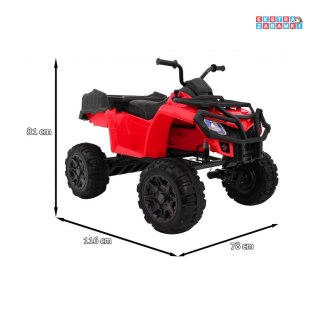 Czerwony Quad XL ATV na akumulator - 4x45W, 12V/10Ah, PILOT, wolny start, ekoskóra, EVA, audio, LED [BDM0909.2.4GHZ]