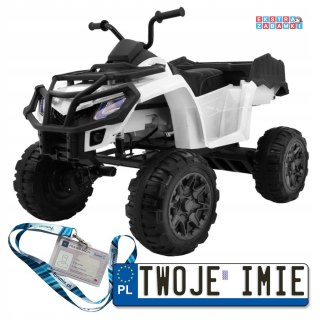 Biały Quad XL ATV na akumulator - 4x4, Bagażnik, Wolny Start, EVA, LED