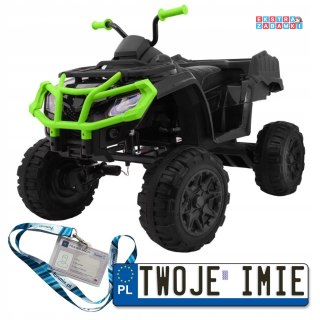 Czarny Quad XL ATV na akumulator - Napęd 4x4, Bagażnik, Wolny Start, EVA, Audio LED