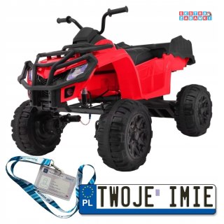 Czerwony Quad XL ATV na akumulator - 4x45W, 12V/10Ah, Wolny Start, EVA, Audio, LED [BDM0909]