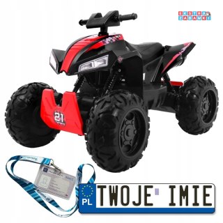 Czerwony Quad Sport Run na akumulator - 4x4, LED, Radio, MP3