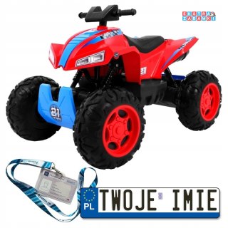 Czerwony Quad Sport Run na akumulator - 4x4, LED, Radio, MP3