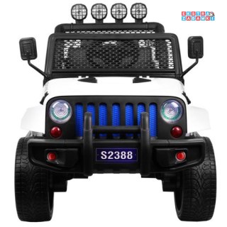 Białe Auto terenowe Raptor Drifter na akumulator - 4x45W, 12V/10Ah, pilot, led, mp3 - [S2388]
