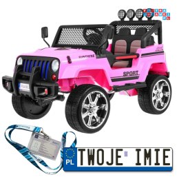 [S2388] Auto terenowe Raptor Drifter na akumulator 4x45W 12V/10Ah pilot led mp3 - różowy