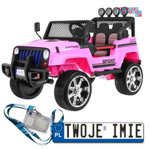 [S2388] Auto terenowe Raptor Drifter na akumulator 4x45W 12V/10Ah pilot led mp3 - różowy