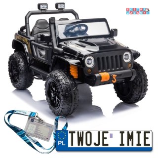 Czarna Terenówka XB-1118 na akumulator - 4x45W, 12V/10Ah, ekoskóra, Bluetooth, EVA, LED - [9067]