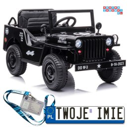 [14976] Wojskowe auto terenowe JH-103 na akumulator 4x45W 12V/7Ah Ekoskóra EVA LED - czarny