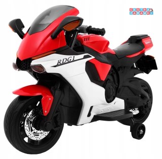Czerwony Superbike R1 na akumulator - Kółkami pomocniczymi, Klakson, Światła LED