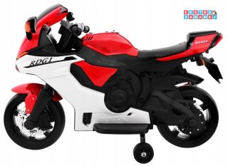 Czerwony Superbike R1 na akumulator - Kółkami pomocniczymi, Klakson, Światła LED