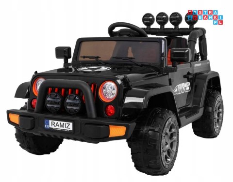 [BRD-7588] Terenowe Full Time jeep 4WD na akumulator 4x40W 12V/10Ah z Pilotem Audio LED Schowek - czarny