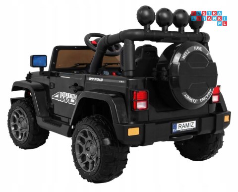 [BRD-7588] Terenowe Full Time jeep 4WD na akumulator 4x40W 12V/10Ah z Pilotem Audio LED Schowek - czarny