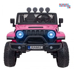 [JL213] Terenowe OFF-ROAD 3.0 dwuosobowe na akumulator 4x35W 12V/14Ah Pilot Wolny Start Audio LED - różowe