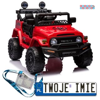 Czerwona Toyota FJ na akumulator - 4x45W, 12V/7Ah, ekoskóra, EVA, LED - [15763]
