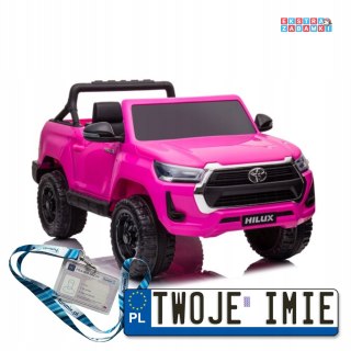 Różowa Toyota Hilux DK-HL860 na akumulator - 4x45W, 12V/14Ah, ekoskóra, EVA, bluetooth, kluczyki - [11948]