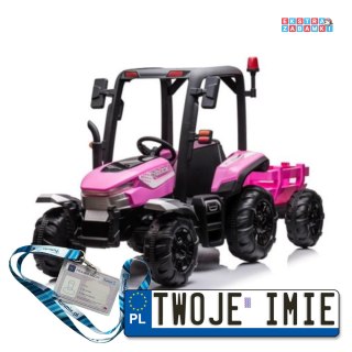 Traktor blt-206 na akumulator - różowy, 2x200W, ekoskóra, EVA, bluetooth, USB, LED [9784]