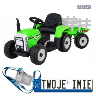 Traktor z przyczepą Blow na akumulator - zielony, 2x25W, wybór prędkości, EVA, ekoskóra, pasy, pilot [XMX-611]