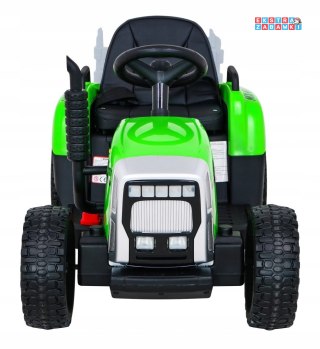 Traktor z przyczepą Blow na akumulator - zielony, 2x25W, wybór prędkości, EVA, ekoskóra, pasy, pilot [XMX-611]