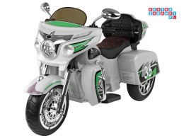 [3206] Motocykl Goldwing Trójkołowy na akumulator 2x45W 12V/7Ah ekoskóra EVA LED - szary