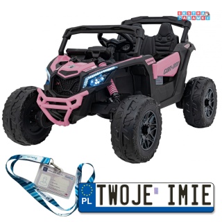 Różowy CAN-AM Maverick buggy na akumulator 4x4 - różowy, 4X200W, 24V/5Ah, EVA, pokrowiec, pilot LED, MP3, BT [CA003]