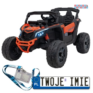 Maverick ATV CAN-AM buggy na akumulator dwuosobowy - pomarańczowy, 4X200W, 24V/5Ah, EVA, pokrowiec, pilot LED, MP3, BT [CA003]