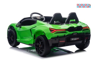 Zielone Lamborghini Revuelto XL na akumulator - 200W, 24V/7Ah, silnik bezszczotkowy, pompowane koła, ekoskóra - [A500.STRONG]