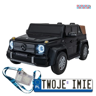Czarne Mercedes Benz MAYBACH G650 na akumulator - 4x200W, 24V/14Ah, ekoskóra, pompowane koła, dotykowy panel - [A1000]