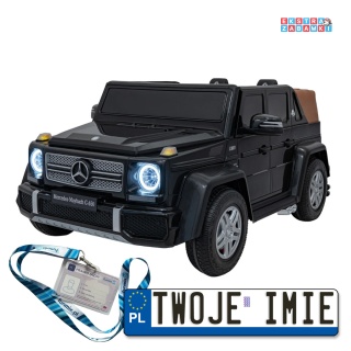 Czarne Mercedes Benz MAYBACH G650 na akumulator - 4x200W, 24V/14Ah, silniki bezszczotkowe, pompowane koła, dotykowy panel - [A10