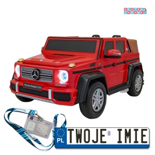 Czerwone Mercedes Benz MAYBACH G650 na akumulator - 4x200W, 24V/14Ah, silniki bezszczotkowe, pompowane koła, dotykowy panel - [A