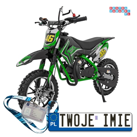 [DB709] Motocykl RENEGADE 50R CROSS 49CC spalinowy pompowane koła, kluczyk - zielony