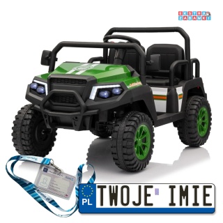 Zielony Champion buggy na akumulator dwuosobowy - zielony, 2x200W, 24V/9Ah, ekoskóra, EVA [XMX-650C]