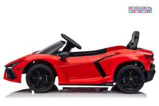 Czerwone Lamborghini Revuelto na akumulator - 4x4, 2x45W i 2x35W, 12V/9Ah, ekoskóra, EVA - [QLS-8603]