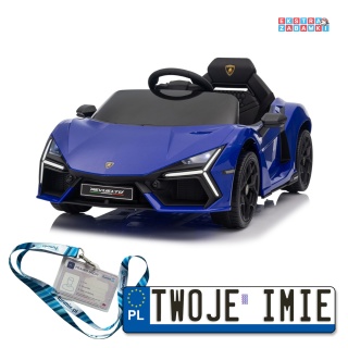 Niebieskie Lamborghini Revuelto na akumulator - 4x4, 2x45W i 2x35W, 12V/9Ah, ekoskóra, EVA - [QLS-8603]
