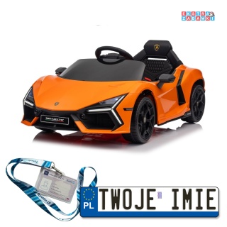 Pomarańczowe Lamborghini Revuelto na akumulator - 4x4, 2x45W i 2x35W, 12V/9Ah, ekoskóra, EVA - [QLS-8603]