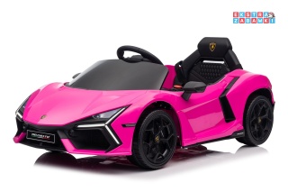 Różowe Lamborghini Revuelto na akumulator - 4x4, 2x45W i 2x35W, 12V/9Ah, ekoskóra, EVA - [QLS-8603]