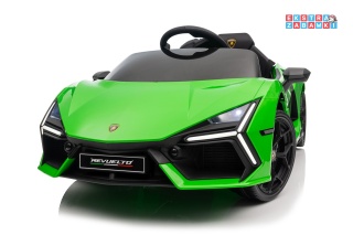 Zielone Lamborghini Revuelto na akumulator - 4x4, 2x45W i 2x35W, 12V/9Ah, ekoskóra, EVA - [QLS-8603]