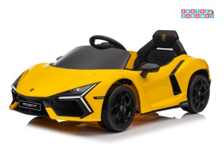 Żółte Lamborghini Revuelto na akumulator - 4x4, 2x45W i 2x35W, 12V/9Ah, ekoskóra, EVA - [QLS-8603]