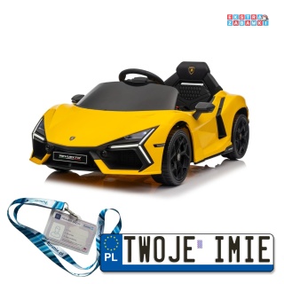 Żółte Lamborghini Revuelto na akumulator - 4x4, 2x45W i 2x35W, 12V/9Ah, ekoskóra, EVA - [QLS-8603]