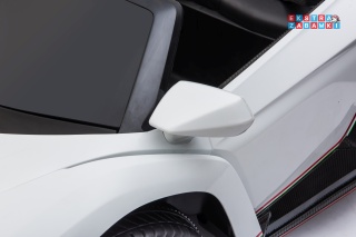 Białe Lamborghini Veneno na akumulator - 4x45W, 12V/14Ah, ekoskóra, EVA - [XMX-615]