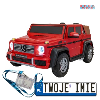 Czerwone Mercedes Benz MAYBACH G650 na akumulator - 4x200W, 24V/14Ah, ekoskóra, pompowane koła, dotykowy panel - [A1000]