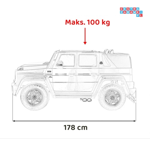 [A1000] Mercedes Benz MAYBACH G650 auto na akumulator 4x200W 24V/14Ah ekoskóra pompowane koła dotykowy panel